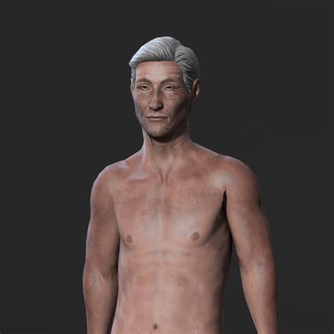 D File Animated Naked Old Man Rigged D Game Character Low Poly D