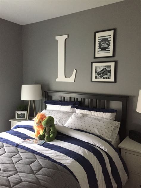 Navy Blue Gray And White Boy Bedroom For My Not So Little Guy Paint