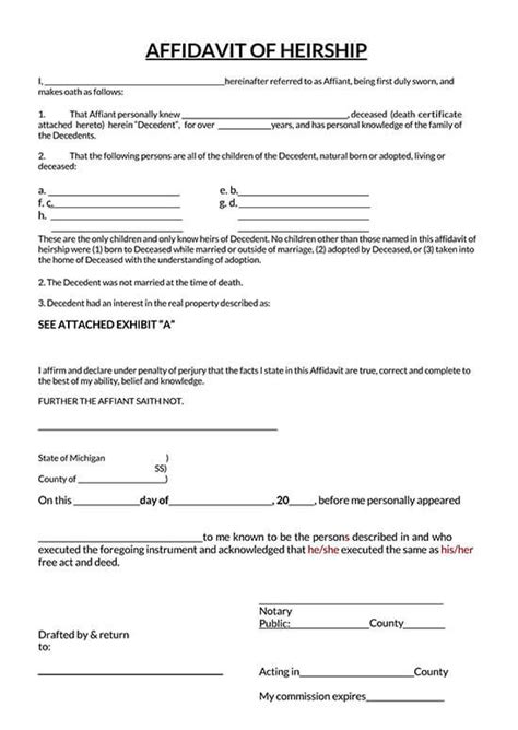 Free Affidavit Of Heirship Forms And Templates Guidelines