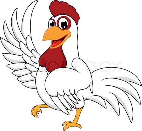 Vector Illustration Of Happy White Chicken Stock Vector Colourbox