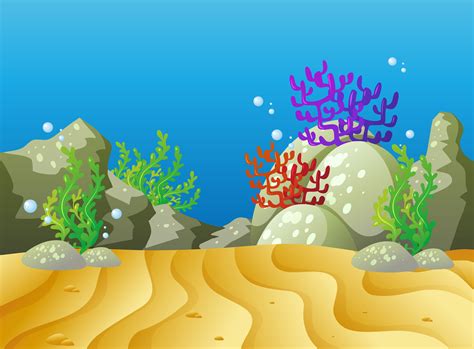 Underwater Scene With Coral Reef Vector Art At Vecteezy