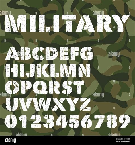 Old Military Alphabet Bold Letters And Numbers On Army Green