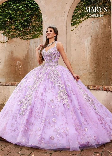Floral Glitter Lace Quinceanera Dress By Mary S Bridal Mq
