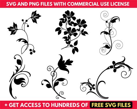 Flourish Svg Bundle Clipart Design Floral Flowers Decal Free Etsy