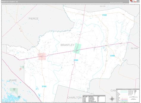 Brantley County Ga Wall Map Premium Style By Marketmaps