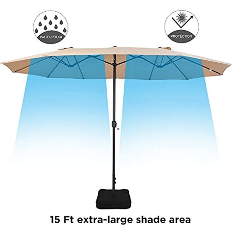Patio Watcher 15 Ft Patio Double Sided Umbrella With Base Extra Large