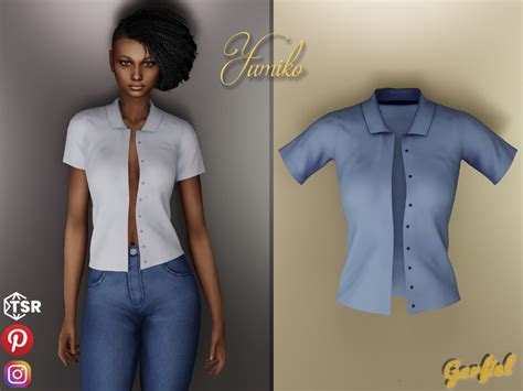 The Sims Resource Yumiko Unbuttoned Shirt