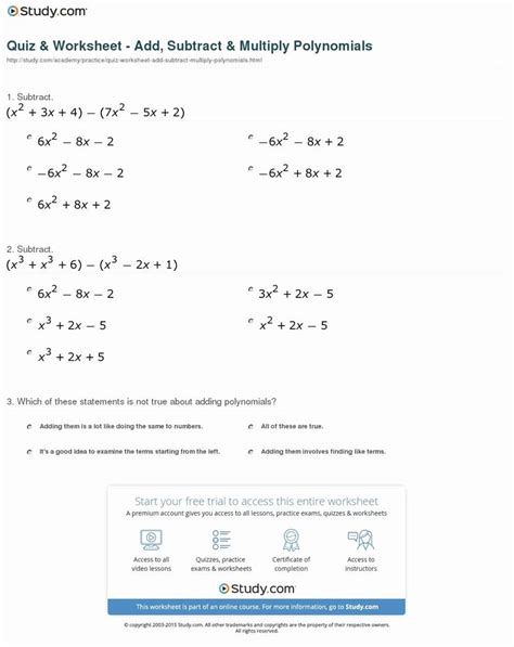 Polynomials synthetic vs polynomials long division. Multiplying Monomials Worksheet Answers Awesome Quiz ...