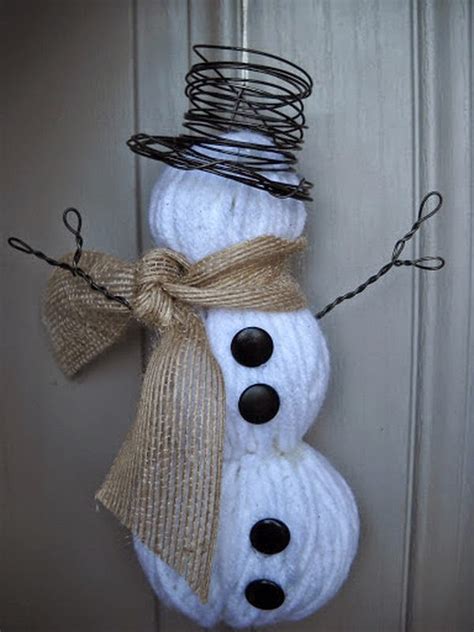 Make A Snowman With Yarn Wrapped Foam Balls