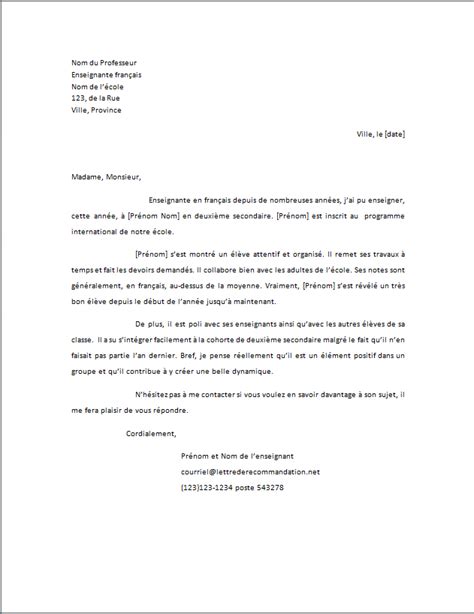 Letter Of Application Lettre De Reference Example