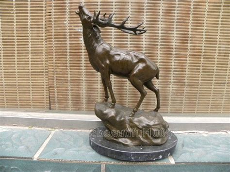 Rare Huge Spotted Deer King Bronze Marble Statue Ebay
