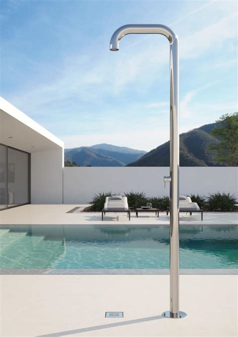 stainless steel outdoor shower in 316 marine grade steel luxury design