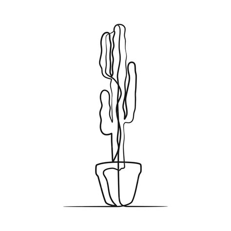 Premium Vector Cactus Continuous One Line Art Drawing