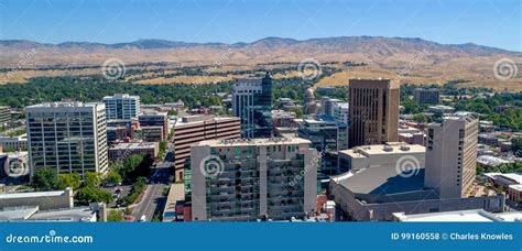 Downtown City Of Boise Idaho Aerial View Stock Photo Image Of Skyline