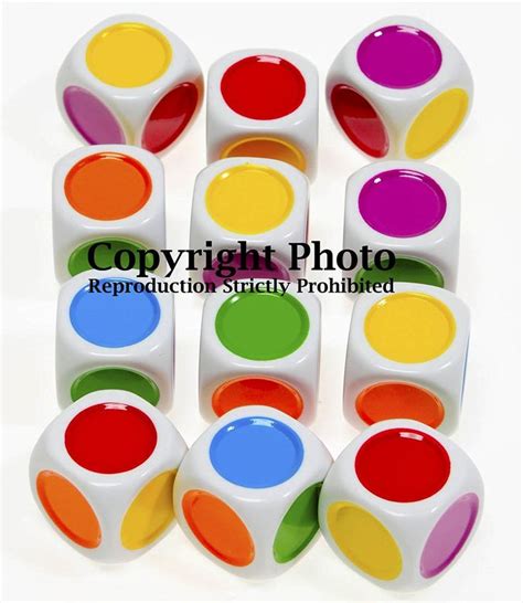 Color Dot 6 Sided Novelty Dice Bundle Of 12 Identical Dice Dots