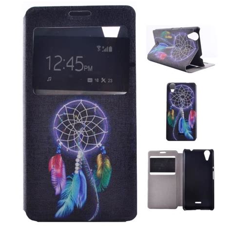 Saturcase Housse Coque Pour Wiko Rainbow Lite 4G Beau Campanule Motif Fenêtre Étui à rabat en