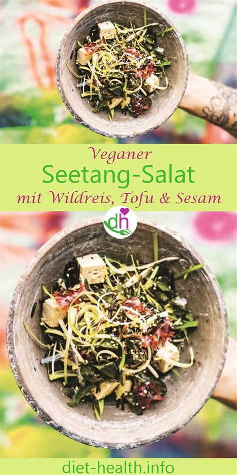 rezept mit nährstofftabellen salat aus seetang wildreis tofu sesam and frühlingszwiebeln