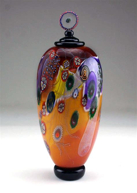 Color Field Jar In Amber And Ruby By Wes Hunting Art Glass Vessel Artful Home