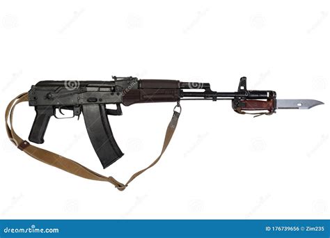 Kalashnikov Ak 74 Assault Rifle With Bayonet Knife Stock Photo Image