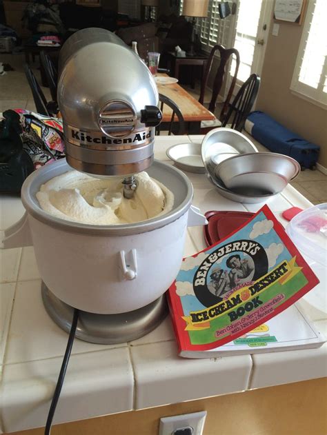 Homemade Ice Cream Using Ben Jerry S Recipe Book Kitchen Aid Stand Mixer And Kitchen Aid