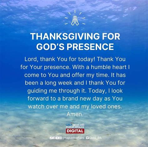 An Image Of A Thank Card For Gods Presence In The Water With Words