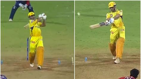 Ipl 2022 Watch Ms Dhoni Slams Two Spectacular Sixes During His