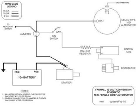 Typical dual circuit alternator wiring diagram. 12 volt System - Farmall Cub