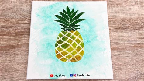 Easy Pineapple Acrylic Painting Easy Art Joy Of Art 194 Youtube