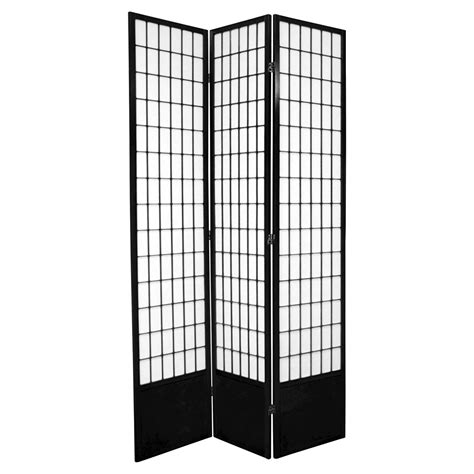 🔥oriental Furniture 7and Window Pane 3 Panel Shoji Screen Black Ct 03 S