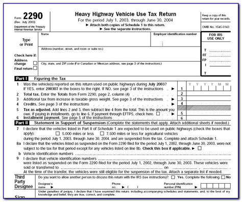 Heavy Vehicle Use Tax Form 2290 Schedule 1 Form Resume Examples