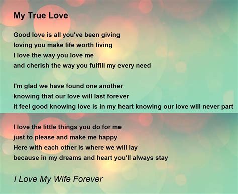 My True Love My True Love Poem By I Love My Wife Forever