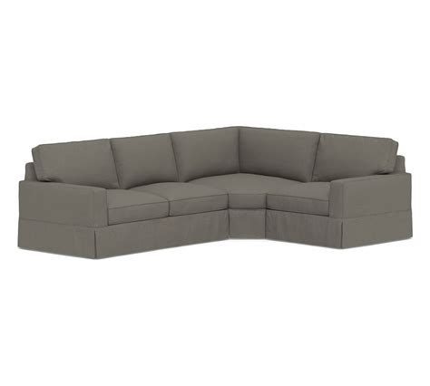 Pb Comfort Square Arm Slipcovered Left Arm 3 Piece Wedge Sectional Box