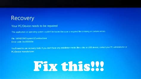 How To Fix Recovery Your Pcdevice Needs To Be Repaired Error Code