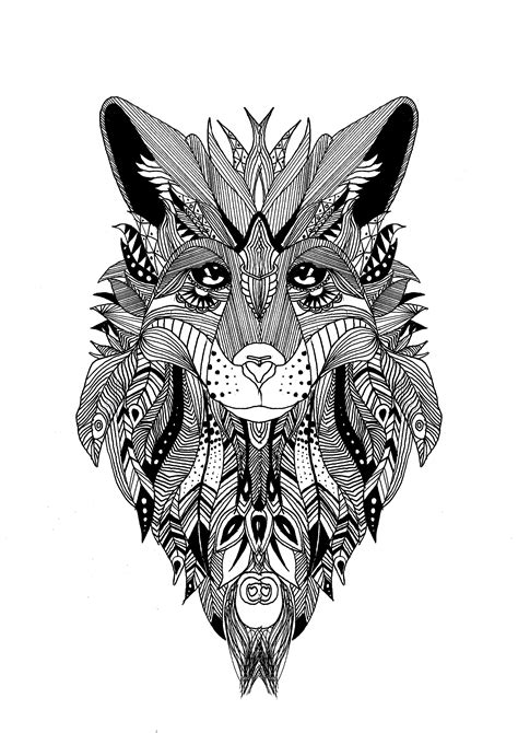 Zentangle Wolf Krissy Zentangle Adult Coloring Pages