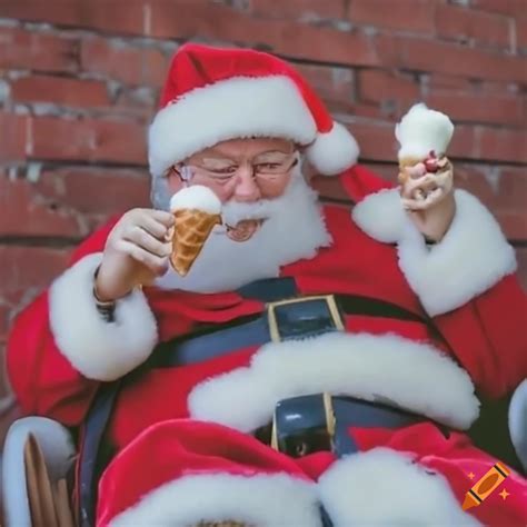 Santa Enjoying Ice Cream On Craiyon