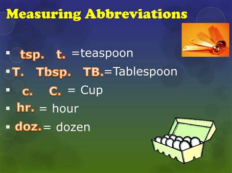 Ppt Measuring Abbreviations And Equivalents Powerpoint Presentation Id