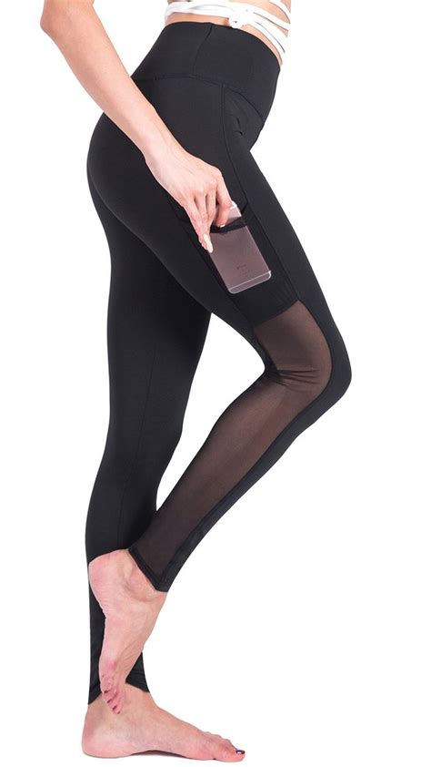 Sayfut Womens Mesh Yoga Pilates Pants Athletic Gym Running Workout Exercise Fitness Tights