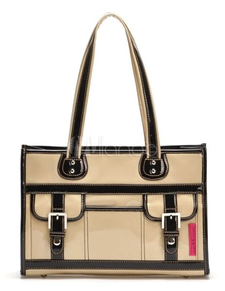 Khaki Pu Leather Fashion Tote Bag For Women Podtags