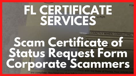 Fl Certificate Services Scam Certificate Of Status Request Form
