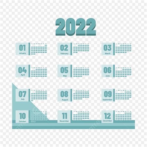 Gambar Kalender Template Biru Datar Cliapart 2022 Desain Tahun Baru