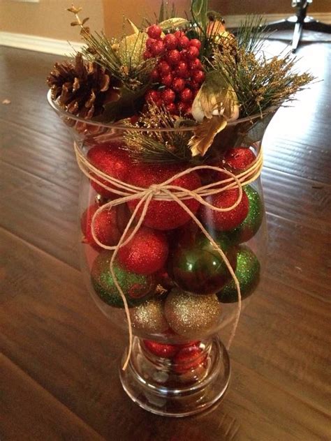 Christmas Centerpiece Christmas Decor Pinterest Glass Vase