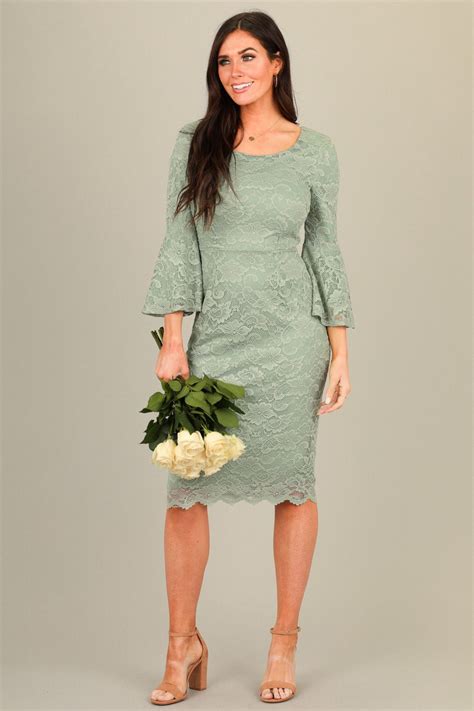 Knee Length Sage Green Dress Dressta