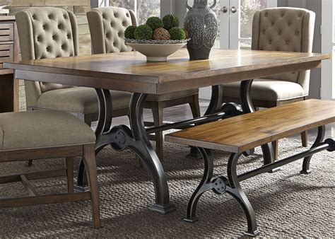 Arlington House Cobblestone Brown Trestle Dining Table From Liberty