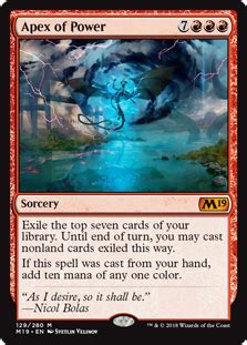 The apex of an organization or system is the highest and most important position in it. Apex of Power (Core Set 2019) - Gatherer - Magic: The ...