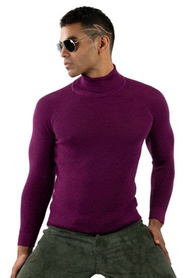 Purple Turtleneck Sweater For Men