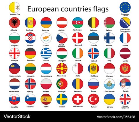 Buttons With Flags Of Europe Royalty Free Vector Image