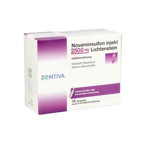 Novaminsulfon lichtenstein 500 mg tabletten. Novaminsulfon Injekt 2500 mg Injektionslösung 10X5 ml