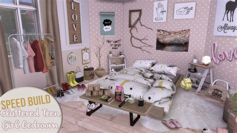 Cluttered Teen Girl Bedroom Cc Links The Sims 4 Speed Build Youtube