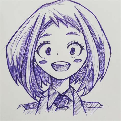 Did A Drawing Of Uraraka This Is My First Ball Pen Drawing So It May