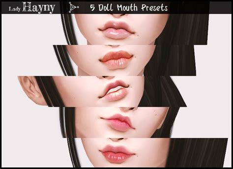I didn't include body presets just because i don't use those. 5 Doll Mouth Presets by ladyhayny | Sims 4, Sims 4 anime ...